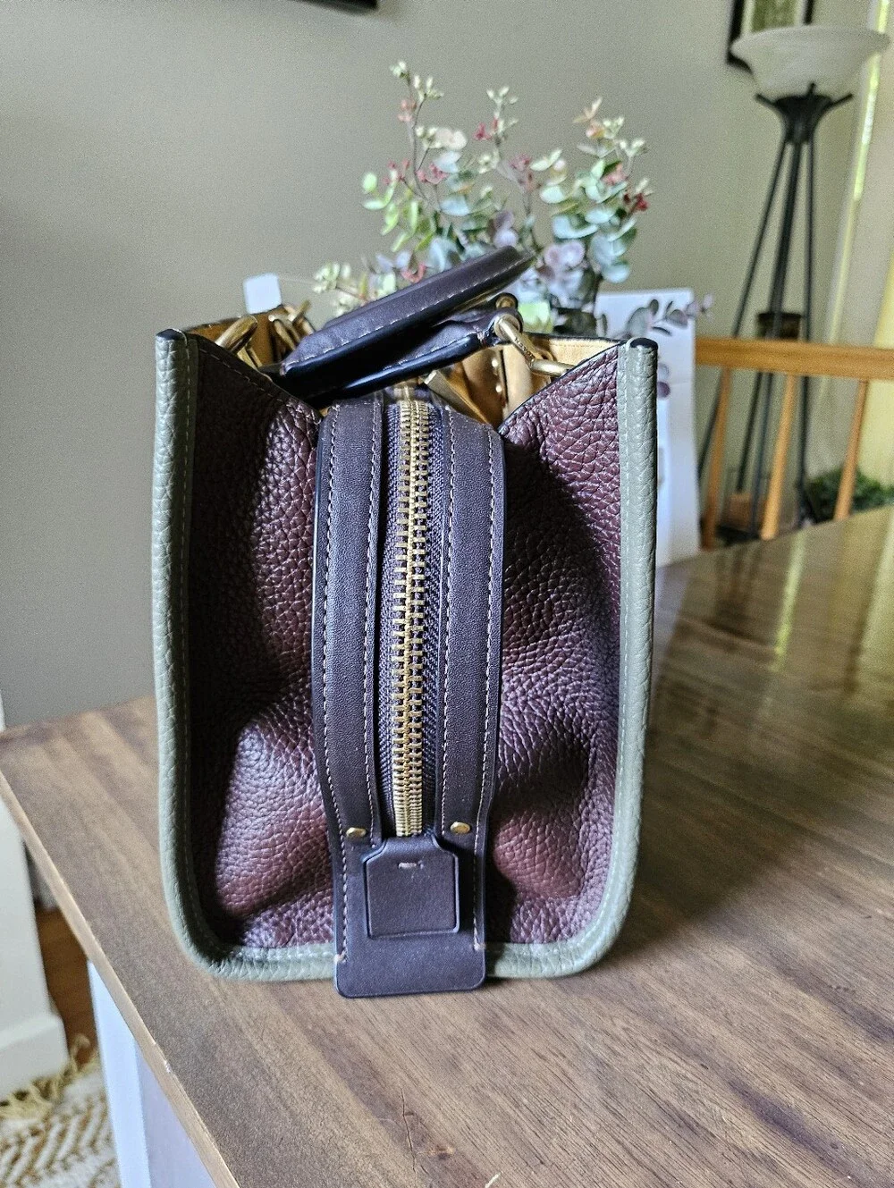 Coach Olive/ Oxblood Rogue 25 Bag - Picture 4 of 11